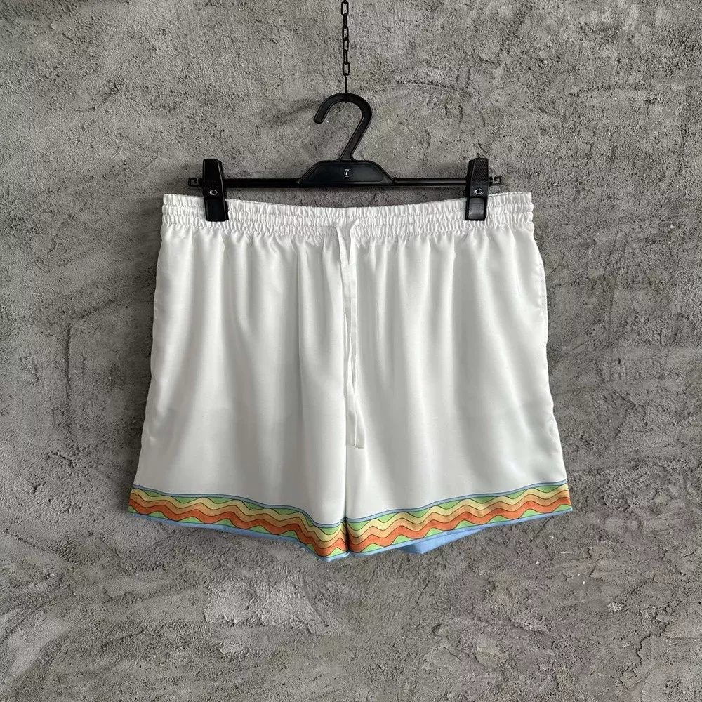 카사블랑카 컬러 박스 그래픽 실크 쇼츠