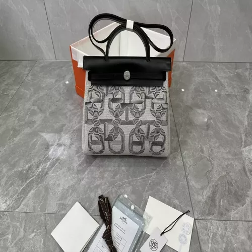 에르메스 에르백 리미티드 배색 프린트 캔버스 토트백