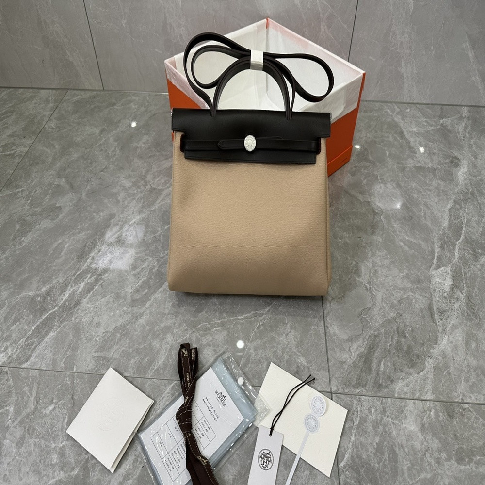 에르메스 에르백 31 리미티드 배색 캔버스 레더 백