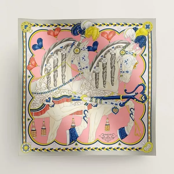 에르메스 달콤한 안장 모티프 실크 스카프 90x90cm