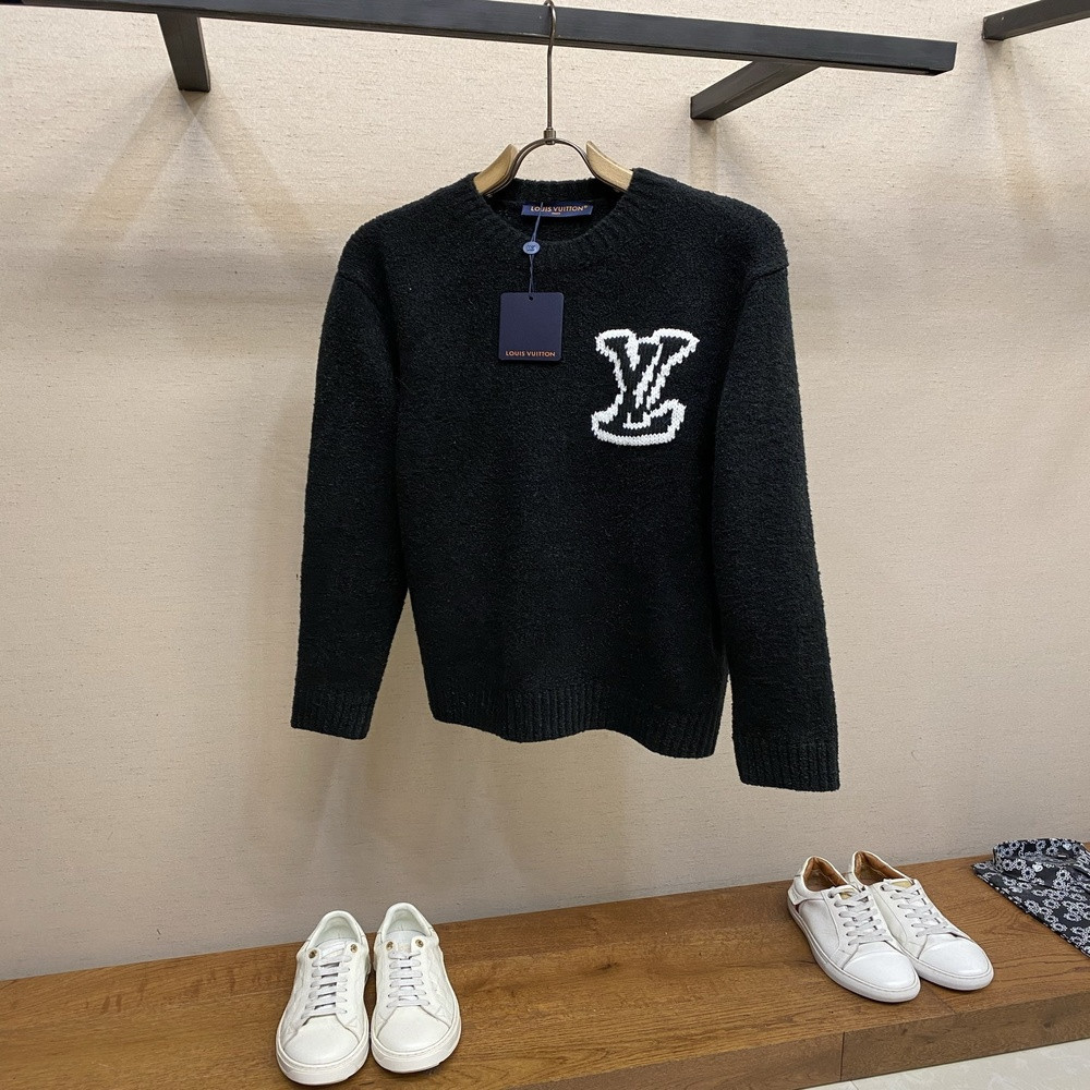 루이비통 LV 인타르시아 로고 라운드넥 니트