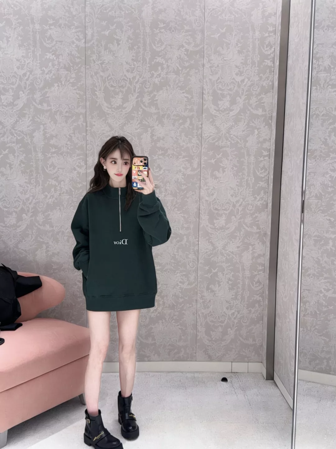 디올 로고 자수 하프집업 하이넥 스웨트셔츠 상세 이미지 15