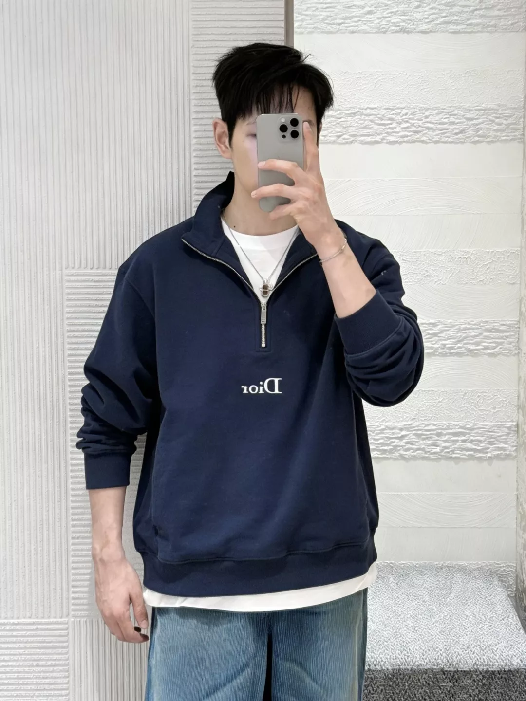 디올 로고 자수 하프집업 하이넥 스웻셔츠 상세 이미지 11