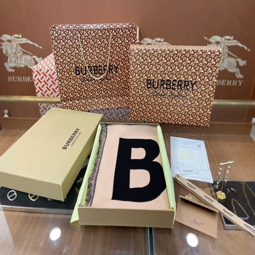 버버리 B 로고 양면 울 스톨