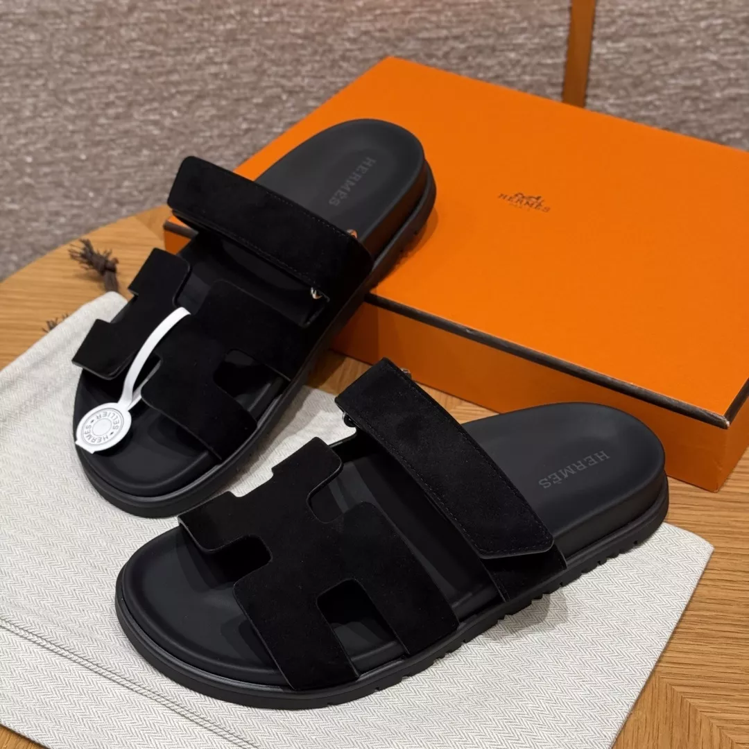 에르메스 쉬프레 샌들 스웨이드 블랙 상세 이미지 3