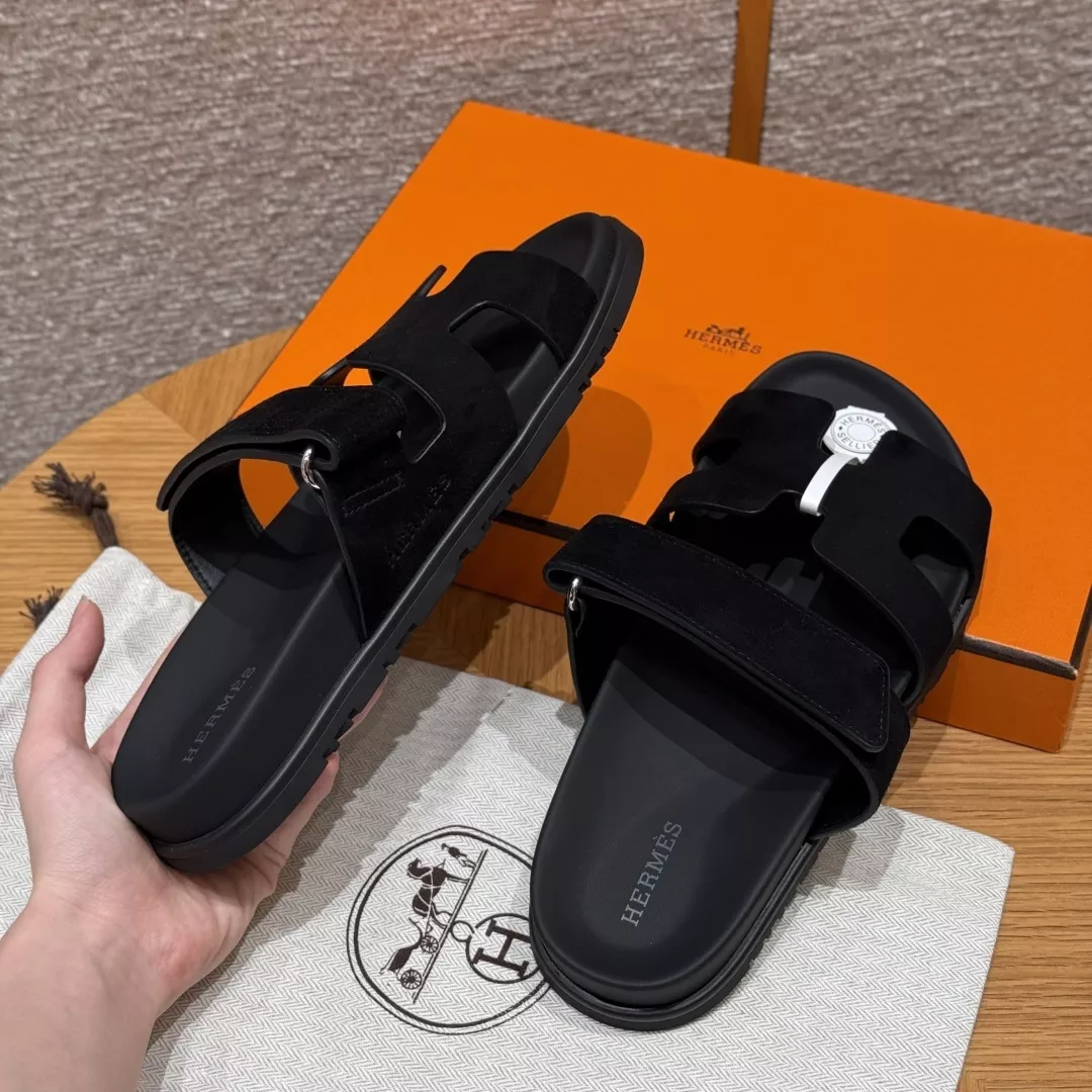 에르메스 쉬프레 샌들 스웨이드 블랙 상세 이미지 5