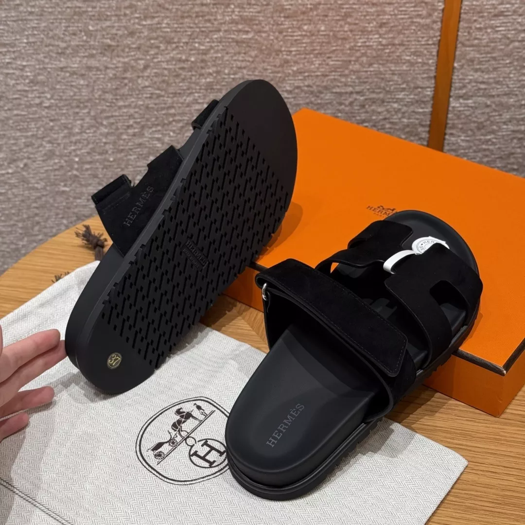 에르메스 쉬프레 샌들 스웨이드 블랙 상세 이미지 6