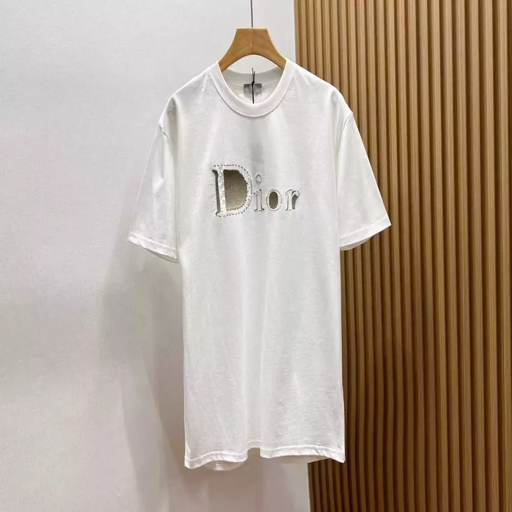 디올 레터 자수 반팔 티셔츠