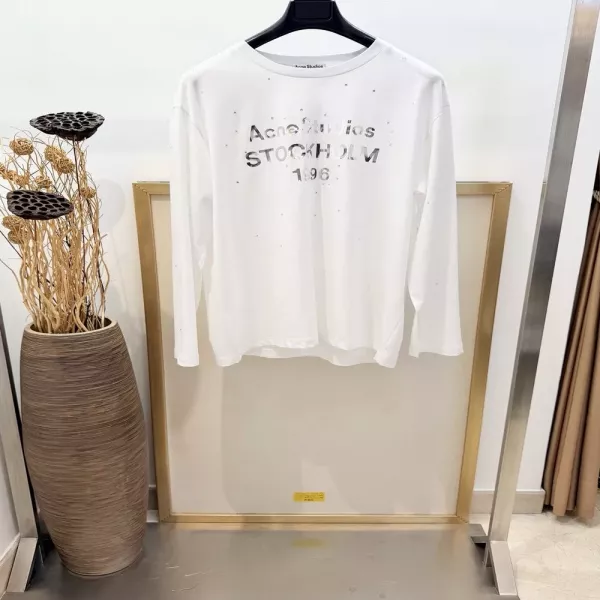 아크네스튜디오 미러 레이저 스톤 로고 루즈핏 롱슬리브 티