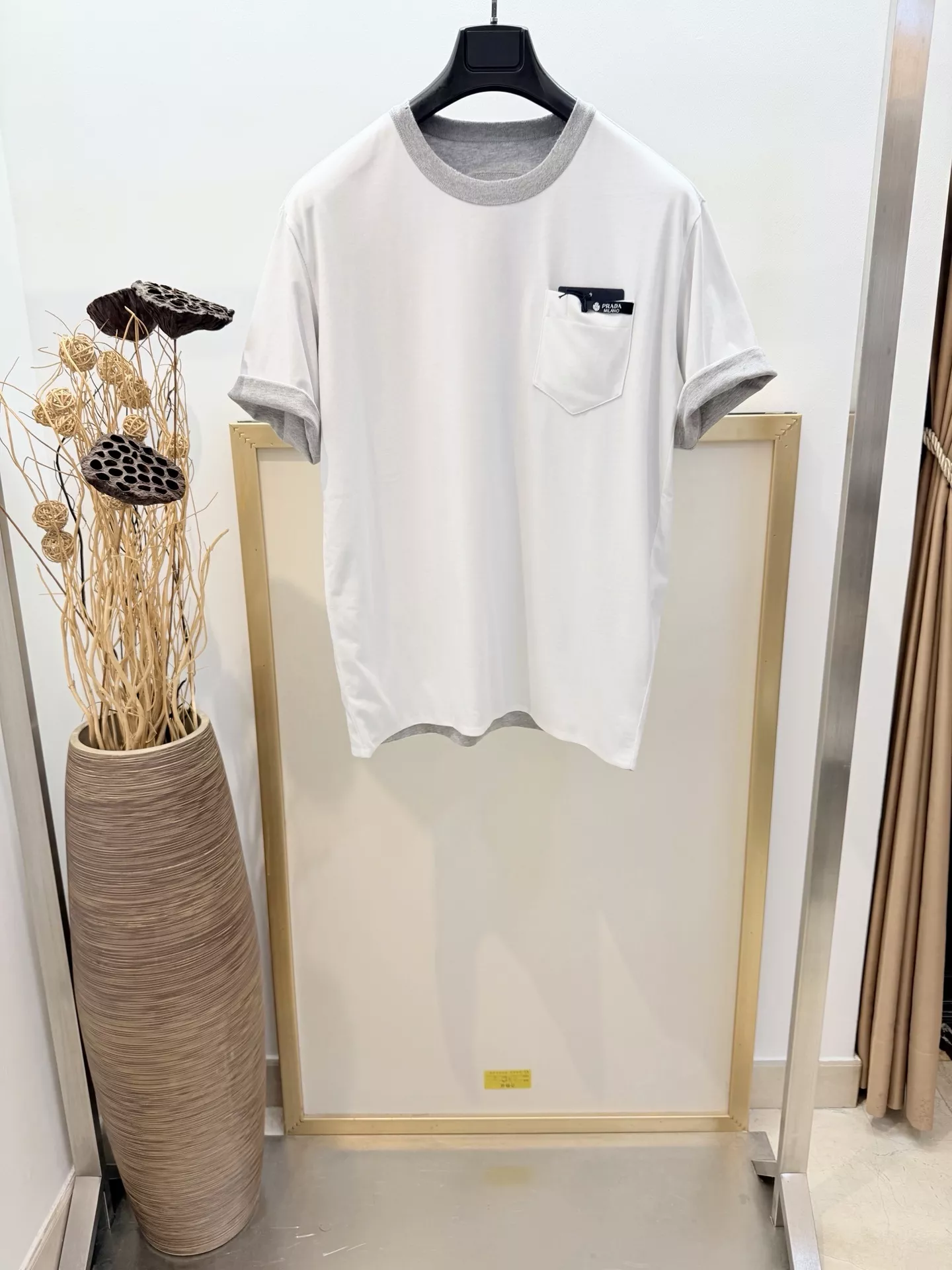 프라다 배색 양면 코튼 반소매 티셔츠 상세 이미지 9