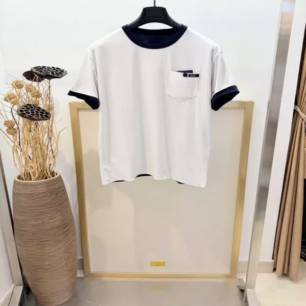 프라다 배색 양면 코튼 반소매 티셔츠