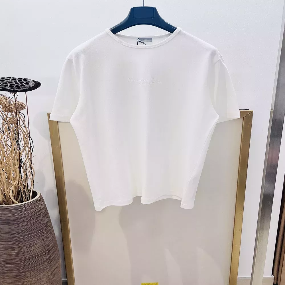 디올 꾸뛰르 자수 코튼 피케 반소매 탑