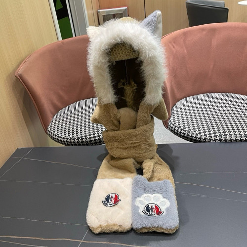 몽클레어 폭스 귀 퍼 일체형 모자 넥워머 세트