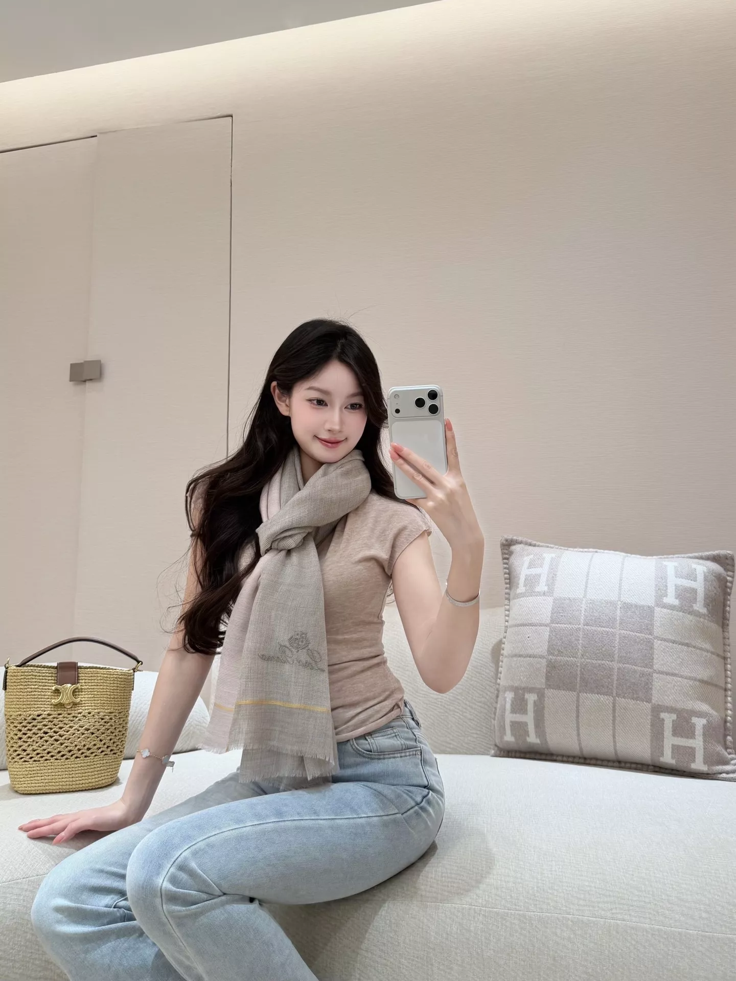 로로피아나 링텍스처 캐시미어 스톨 상세 이미지 11
