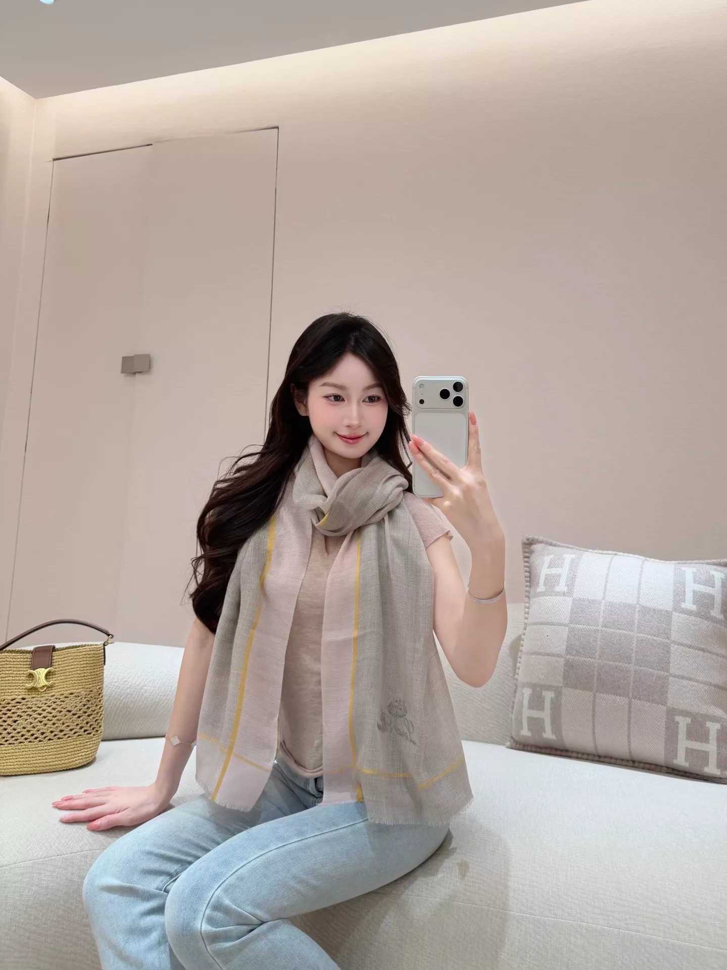 로로피아나 링텍스처 캐시미어 스톨 상세 이미지 12