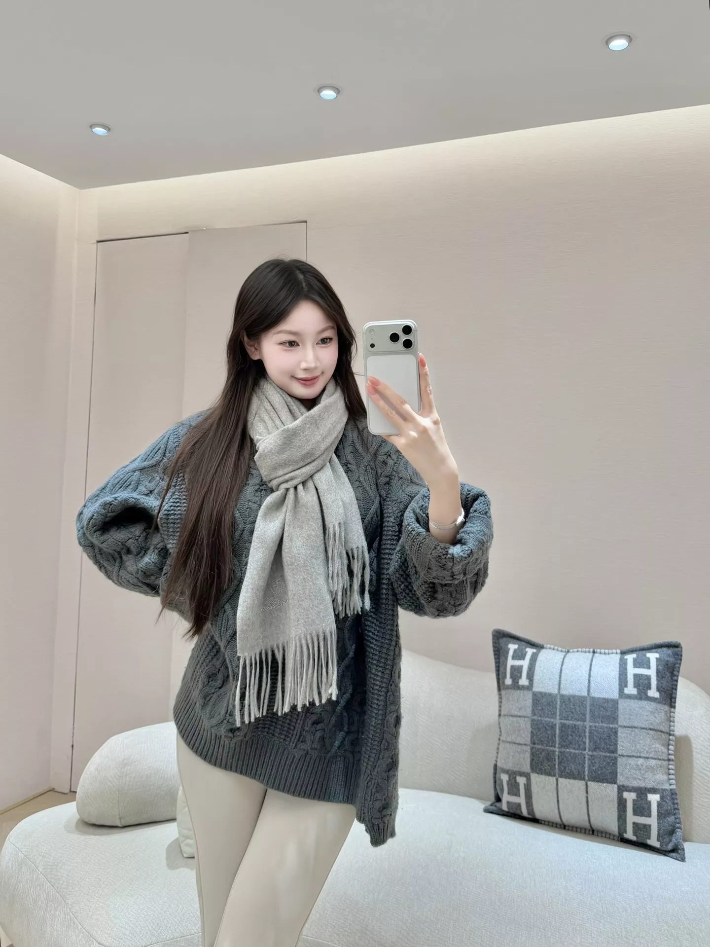 로로피아나 자수 라벨 캐시미어 숄 상세 이미지 10