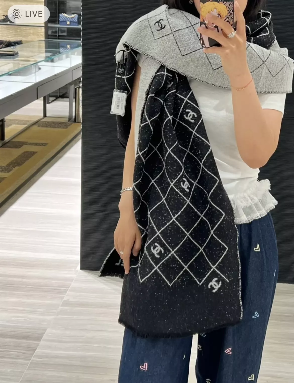 샤넬 다이아몬드 퀼팅 양면 숄 상세 이미지 27