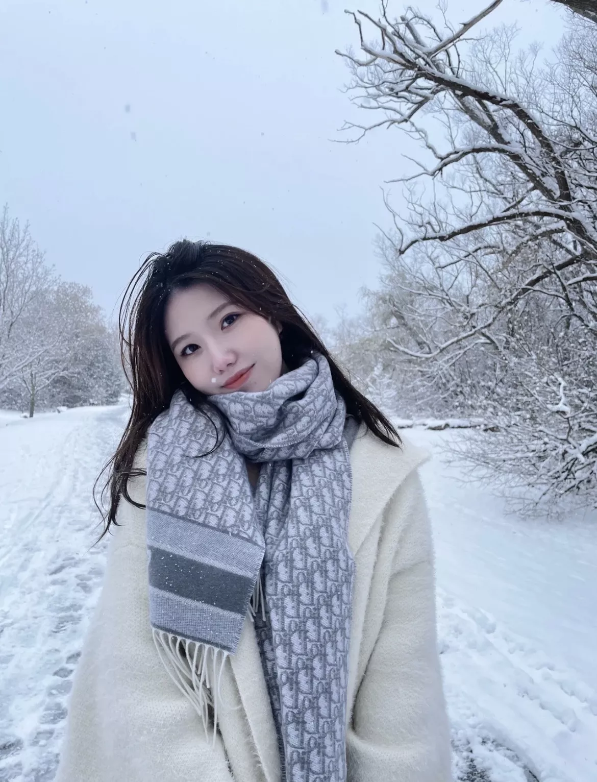 디올 오블리크 패턴 캐시미어 숄 상세 이미지 10
