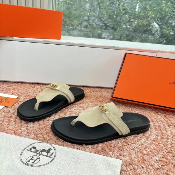 에르메스 대H 버클 레더 슬라이드 슬리퍼