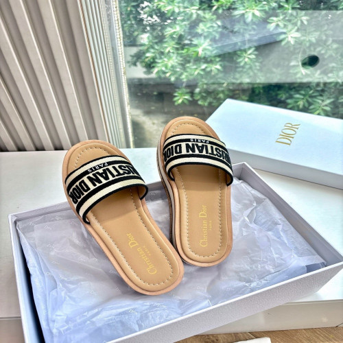 디올 자수 로고 밴드 슬리퍼