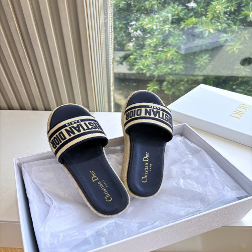 디올 자수 로고 밴드 슬리퍼
