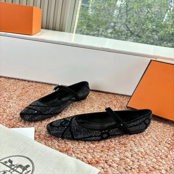 에르메스 메쉬 마리제인 플랫 샌들