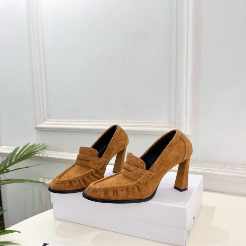 입생로랑 LE LOAFER 주름 스웨이드 하이힐 로퍼