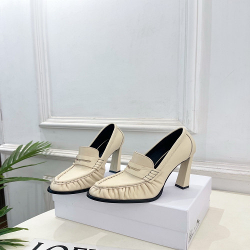 입생로랑 LE LOAFER 주름 가죽 하이힐 로퍼