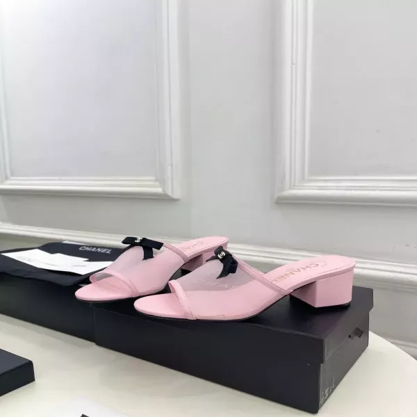 샤넬 더블C 메쉬 리본 굽 샌들
