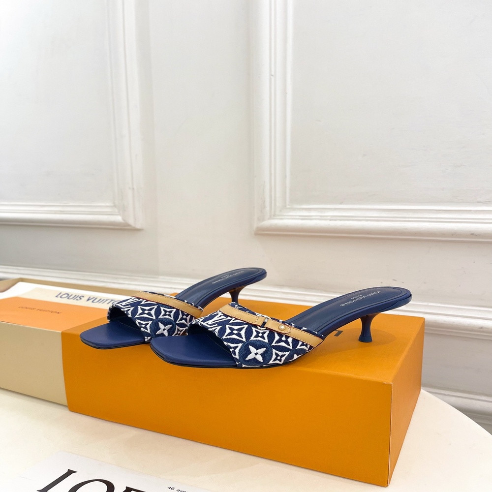 루이비통 네오 리바이벌 자수 캣힐 슬라이드