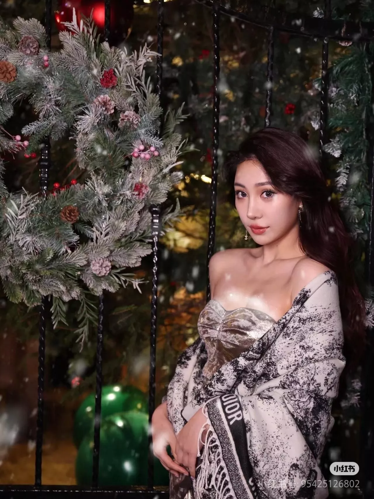 디올 CD 애니멀 토일 자카드 울 캐시미어 숄 상세 이미지 18