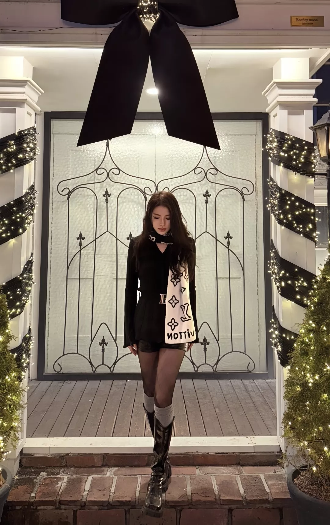루이비통 블랙 화이트 자카드 모노그램 숄 스타일 상세 이미지 13