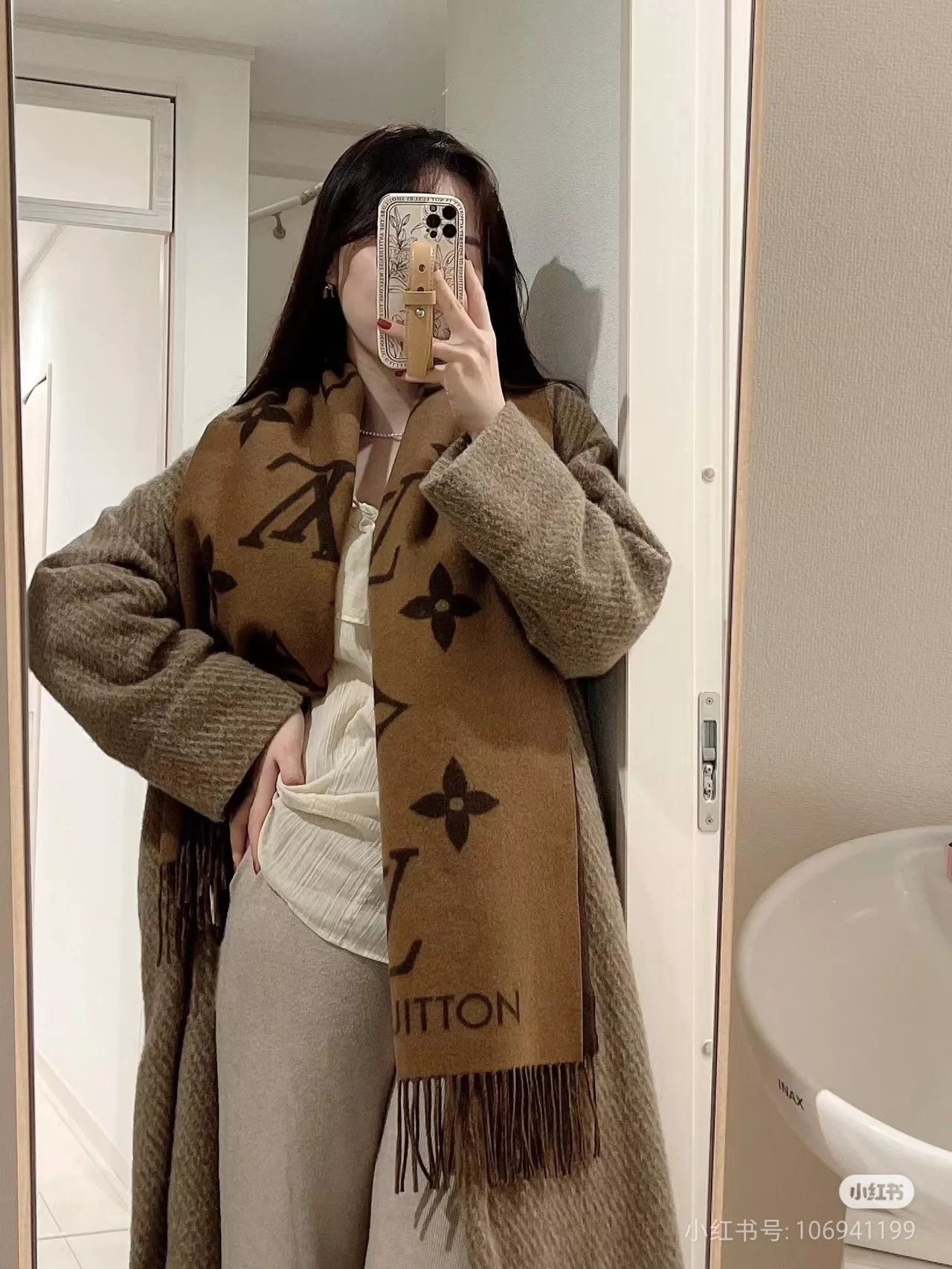 루이비통 모노그램 캐시미어 울 스카프(브라운) 상세 이미지 17