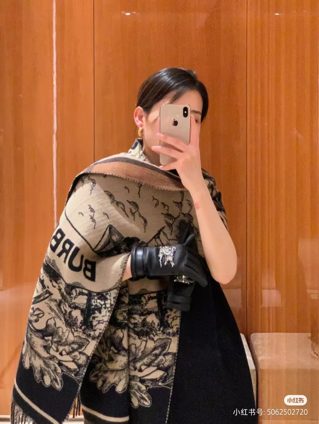 버버리 대형 체크 지도 패턴 양면 프린지 스카프 상세 이미지 13