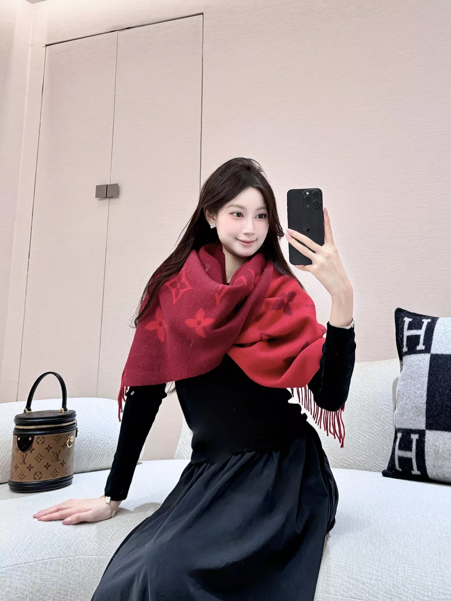 루이비통 모노그램 자카드 캐시미어 숄 상세 이미지 11