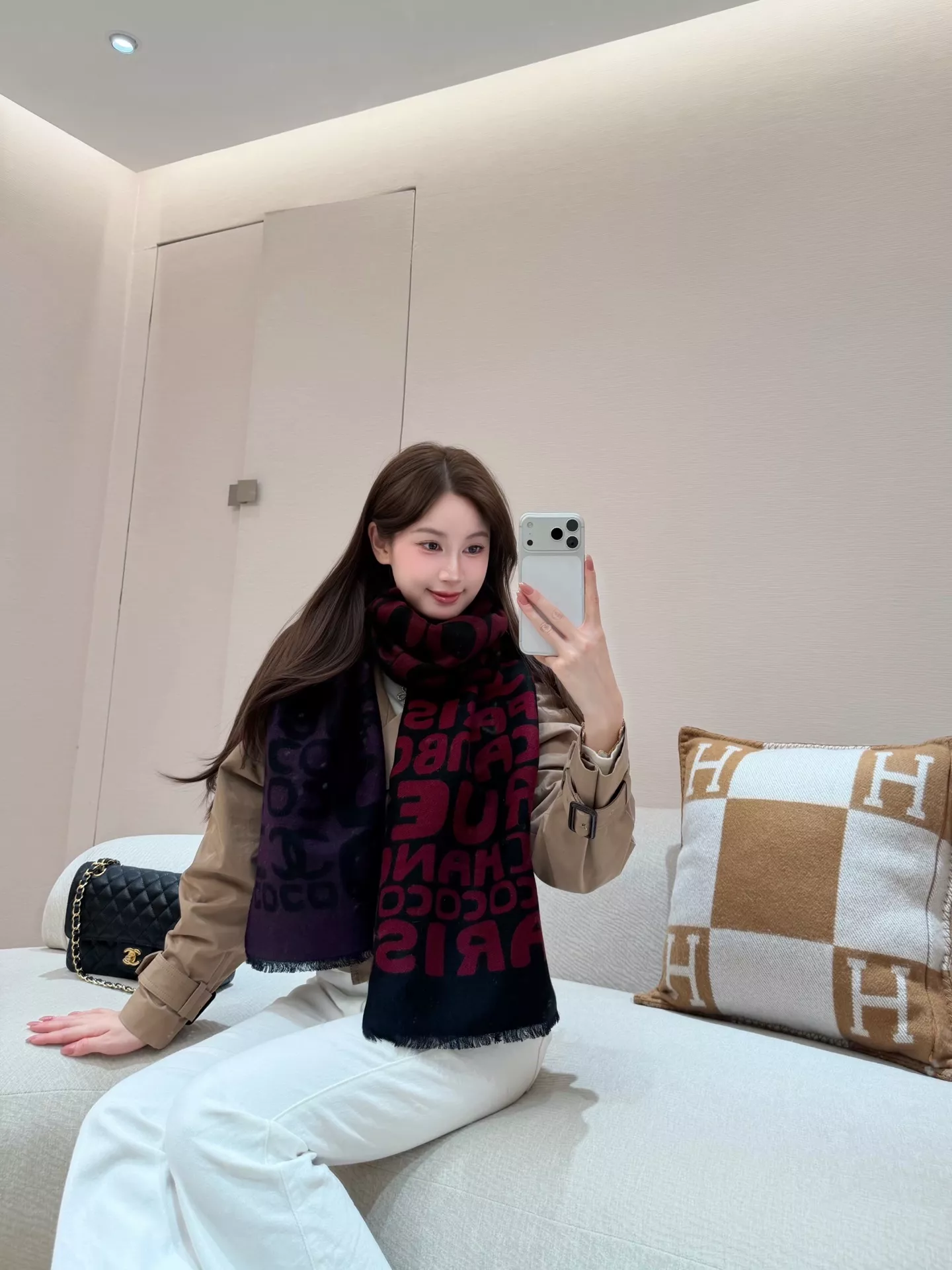 샤넬 컬러 로고 그라데이션 스카프 상세 이미지 11