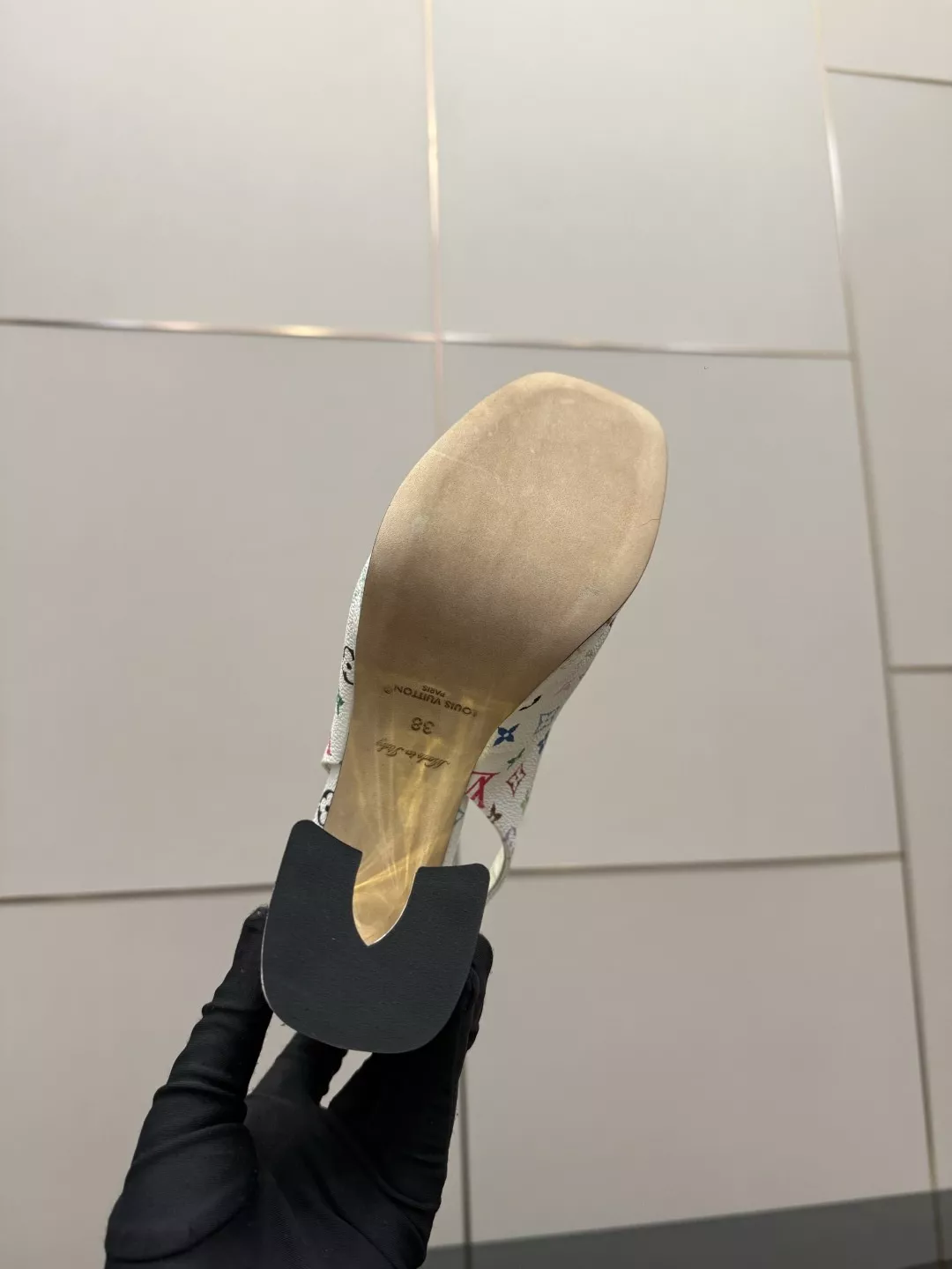 루이비통 빈티지 스타일 모노그램 멀티컬러 플랫폼 슬링백 힐 상세 이미지 10