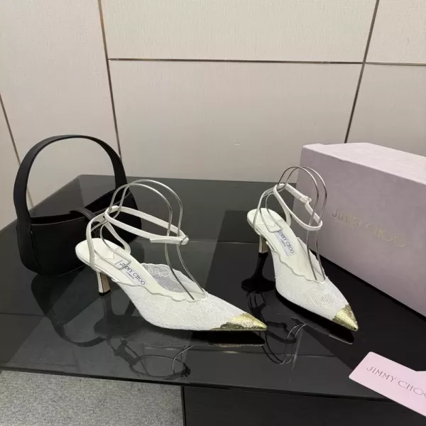 지미추 레이스 메탈토 앵클 스트랩 하이힐 샌들