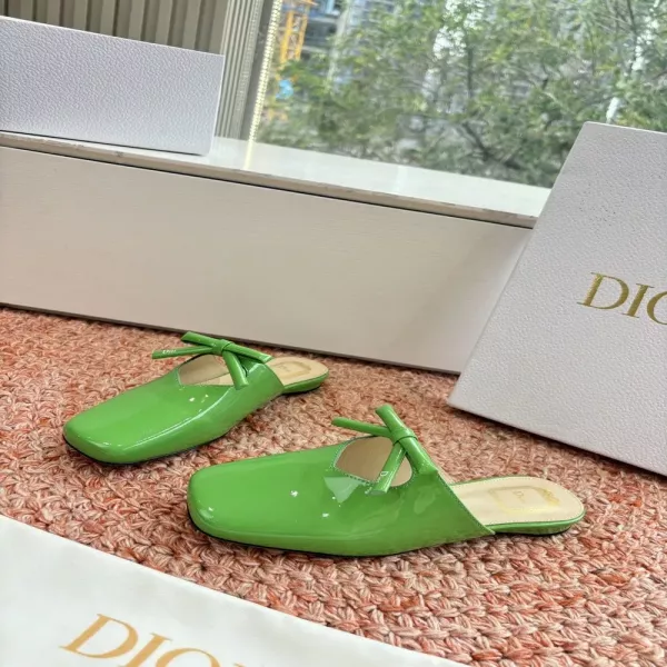 디올 리본 장식 D 메탈 버클 플랫 슬리퍼
