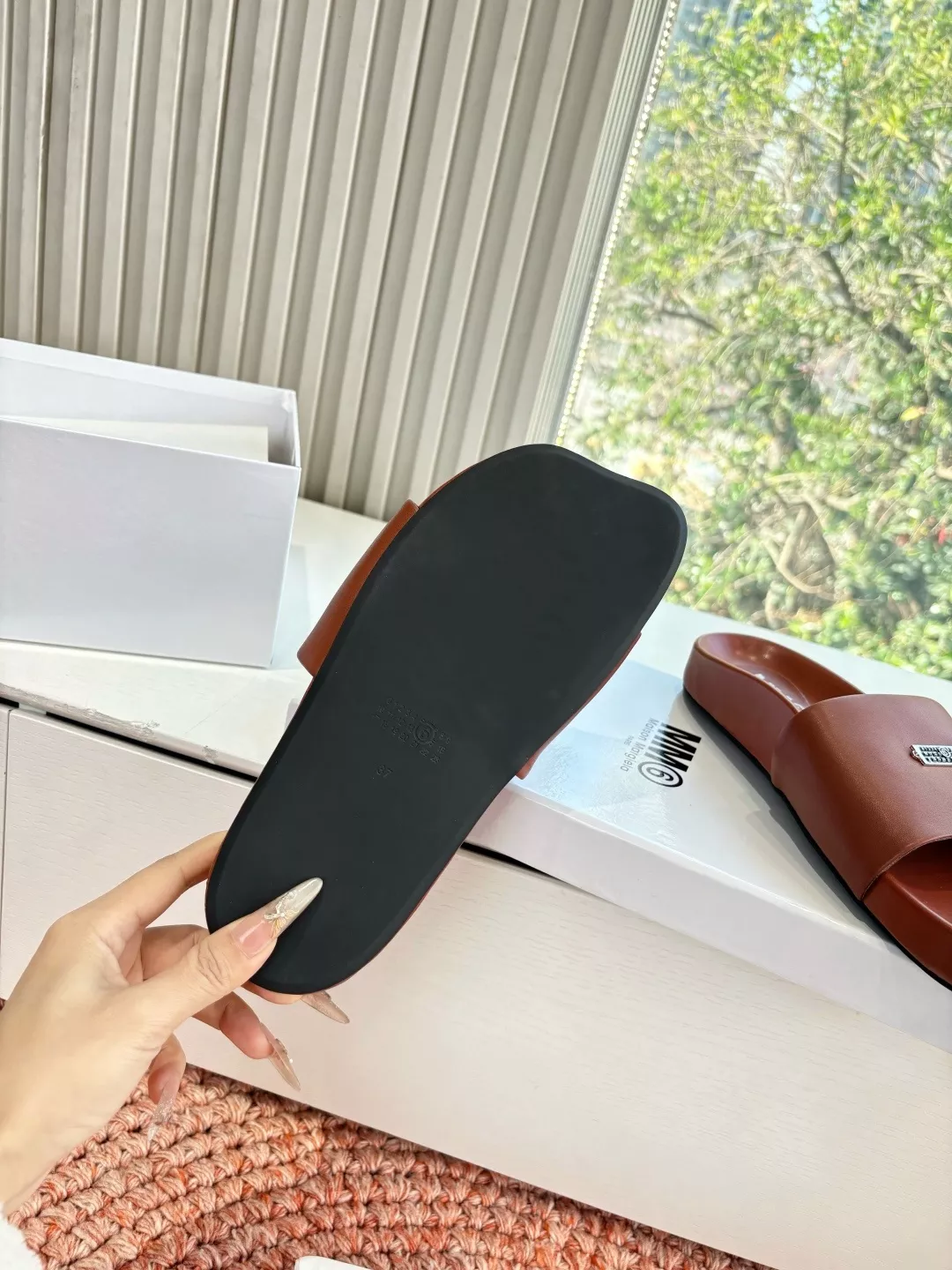 메종마르지엘라 MM6 컬러 스트랩 슬라이드 슬리퍼 상세 이미지 7