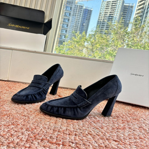 입생로랑 YSL 스몰 로고 하이힐 로퍼