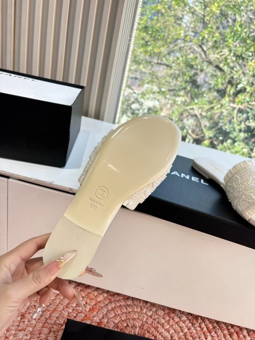 샤넬 더블C 리본 장식 망사 슬리퍼 상세 이미지 7