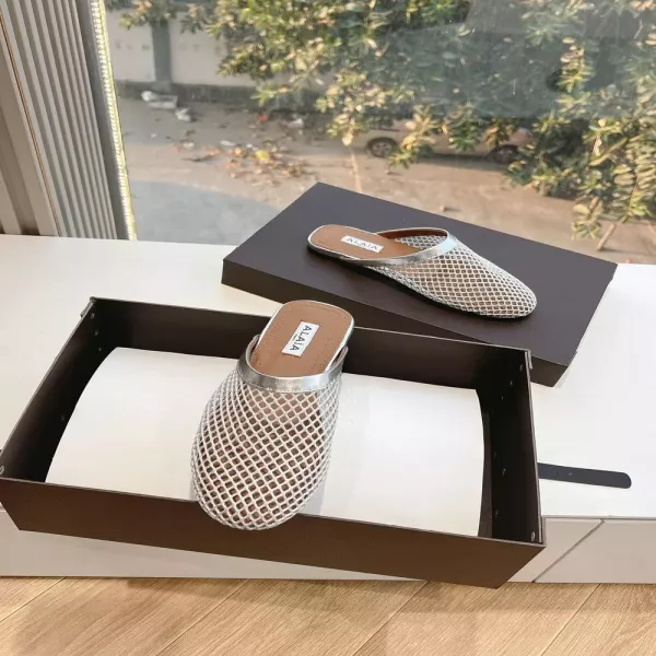 알라이아 피시넷 메쉬 토오픈 플랫 뮬