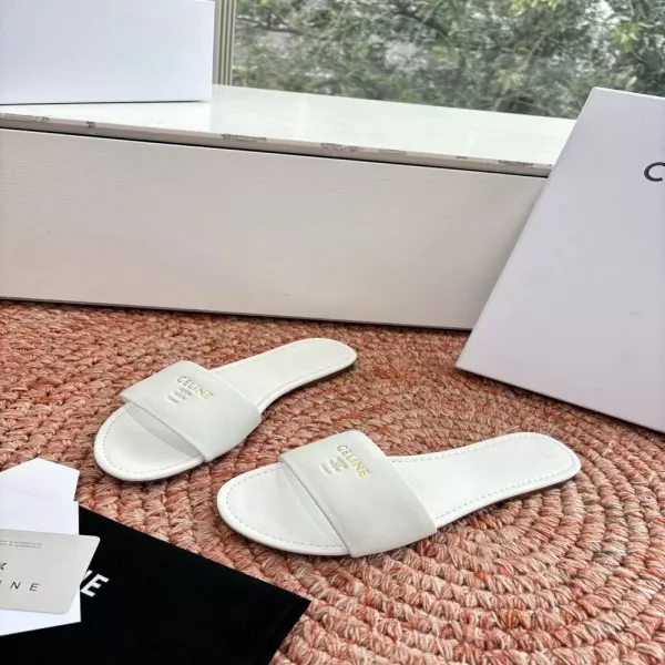 셀린느 로고 밴드 레더 슬라이드 슬리퍼