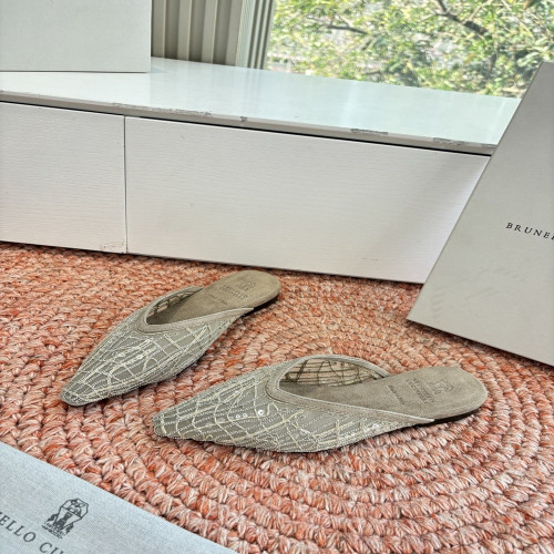 브루넬로쿠치넬리 수공 비즈 자수 메쉬 뮬 블로퍼