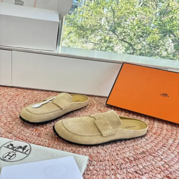 에르메스 H 버클 스웨이드 레더 슬리퍼