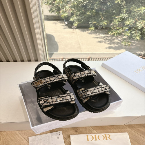 디올 자수 스트랩 로고 버클 샌들