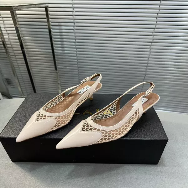알라이아 하트 패턴 페이턴트 메시 힐 샌들