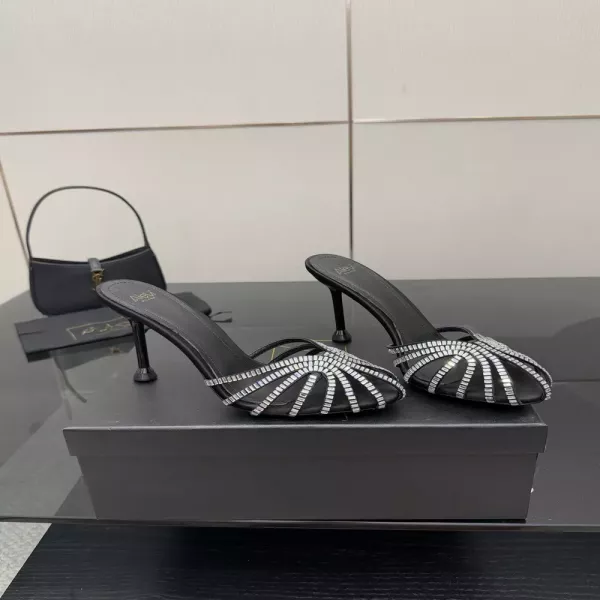 알레비 사각 스톤 장식 스트랩 하이힐 샌들