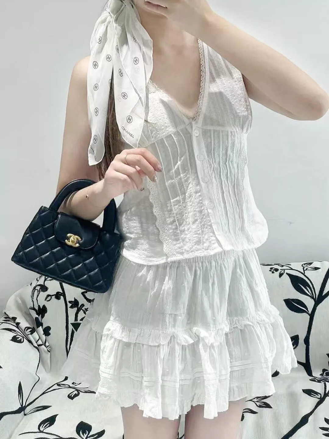 샤넬 실크 오간자 레이어 스크런치 상세 이미지 8